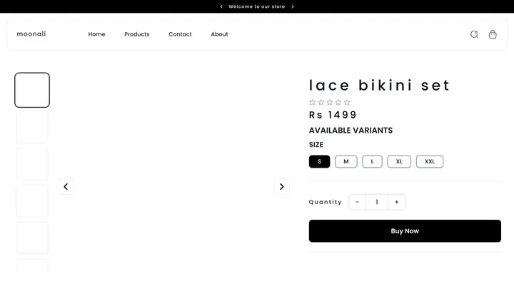 Moonali Wear storefront built with Zalient Shop